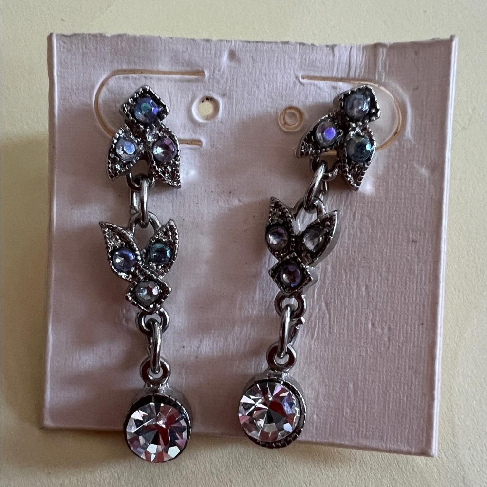 Silver and rhinestone earrings